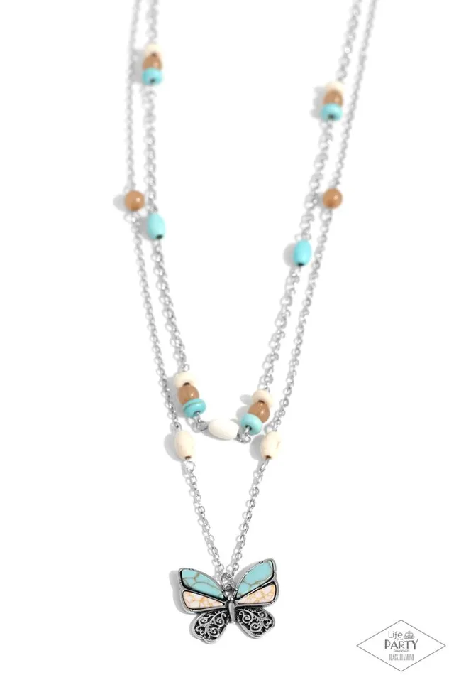 Paparazzi Necklace FreeSpirited Flutter Blue Paparazzi Jewelry Necklaces