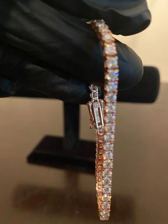 Bracelets 3mm Moissanite Tennis Bracelet 925 SilverRose Gold DripGawd Jewelry