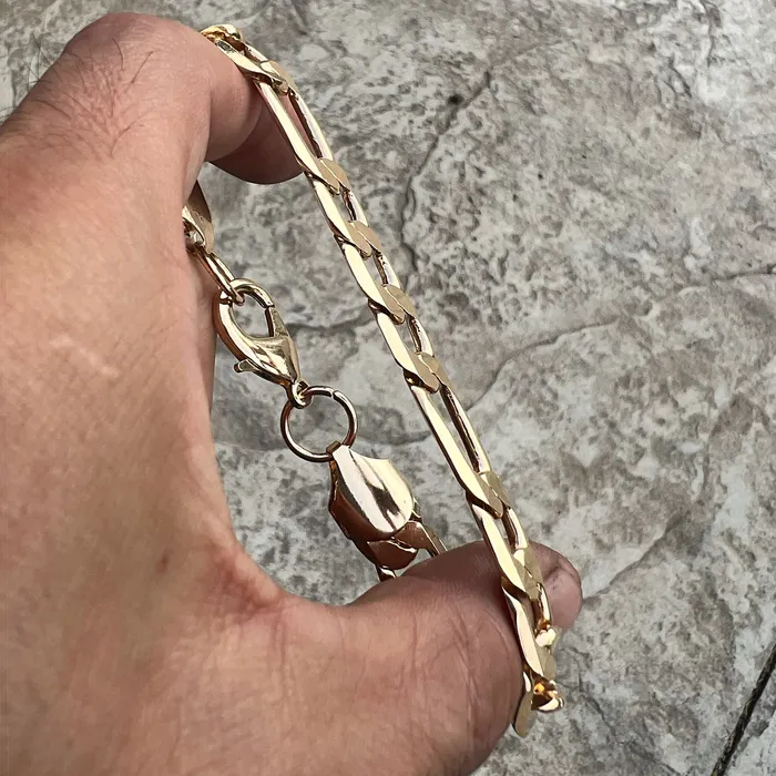 14k Gold Plated Figaro Link Bracelet 8 x 12mm Bling Cartel Admin Bracelets