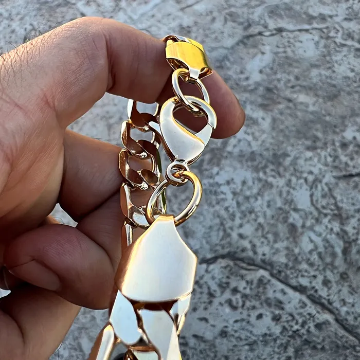 14k Gold Plated Figaro Link Bracelet 8 x 12mm Bling Cartel Admin Bracelets