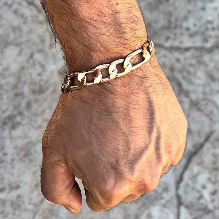 14k Gold Plated Figaro Link Bracelet 8 x 12mm Bling Cartel Admin Bracelets