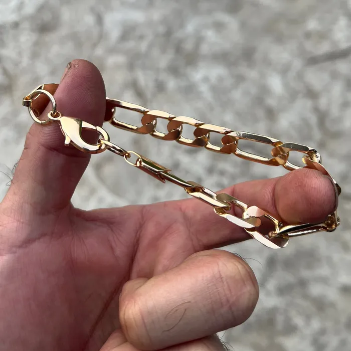 14k Gold Plated Figaro Link Bracelet 8 x 12mm Bling Cartel Admin Bracelets