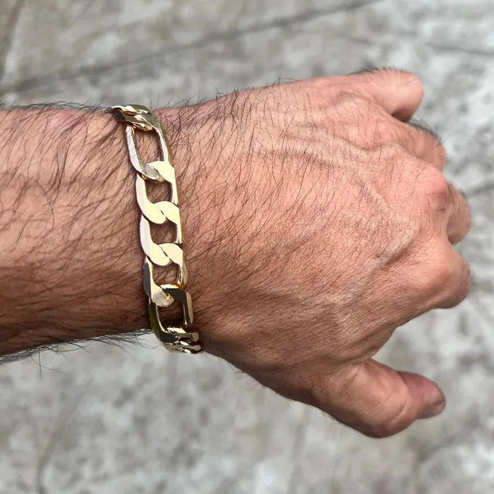 14k Gold Plated Figaro Link Bracelet 8 x 12mm Bling Cartel Admin Bracelets