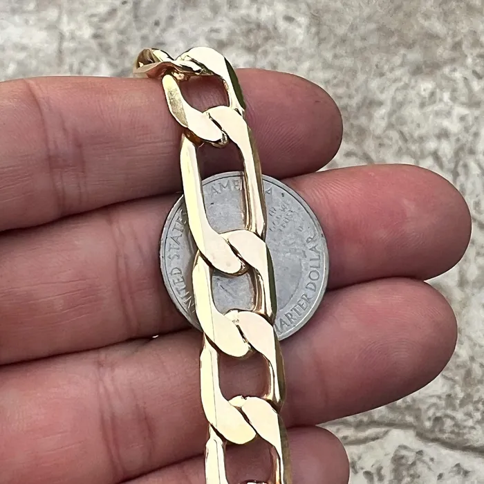 14k Gold Plated Figaro Link Bracelet 8 x 12mm Bling Cartel Admin Bracelets