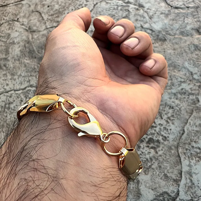 14k Gold Plated Figaro Link Bracelet 8 x 12mm Bling Cartel Admin Bracelets