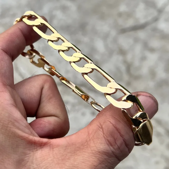 14k Gold Plated Figaro Link Bracelet 8 x 12mm Bling Cartel Admin Bracelets