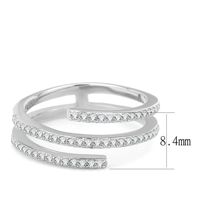 Alamode Rings DA060 High polished no plating Stainless Steel Ring with AAA Grade CZ in Clear