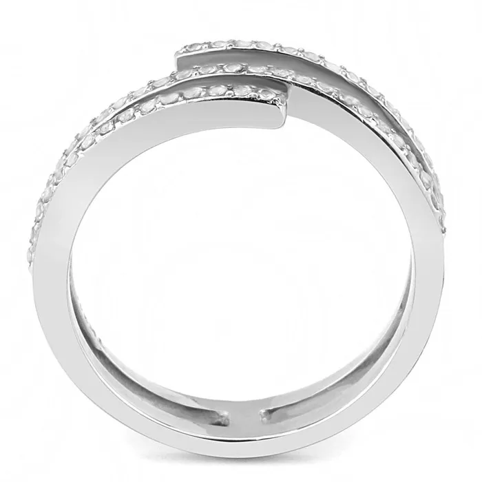 Alamode Rings DA060 High polished no plating Stainless Steel Ring with AAA Grade CZ in Clear