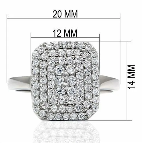 Alamode Rings LO2064 Rhodium Brass Ring with AAA Grade CZ in Clear