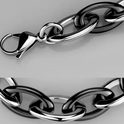 Bracelets Alamode 3W1009 High polished no plating Stainless Steel Bracelet with Ceramic in Jet