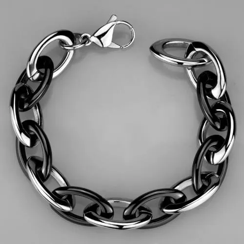Bracelets Alamode 3W1009 High polished no plating Stainless Steel Bracelet with Ceramic in Jet