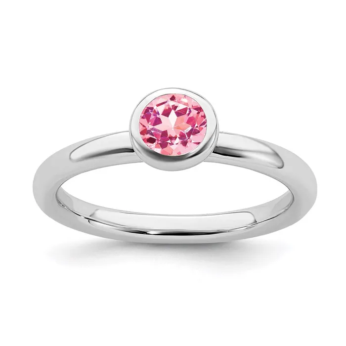 Stackable Expressions SS Stackable Expressions Low 5mm Round Pink Tourmaline Ring QSK517 Rings