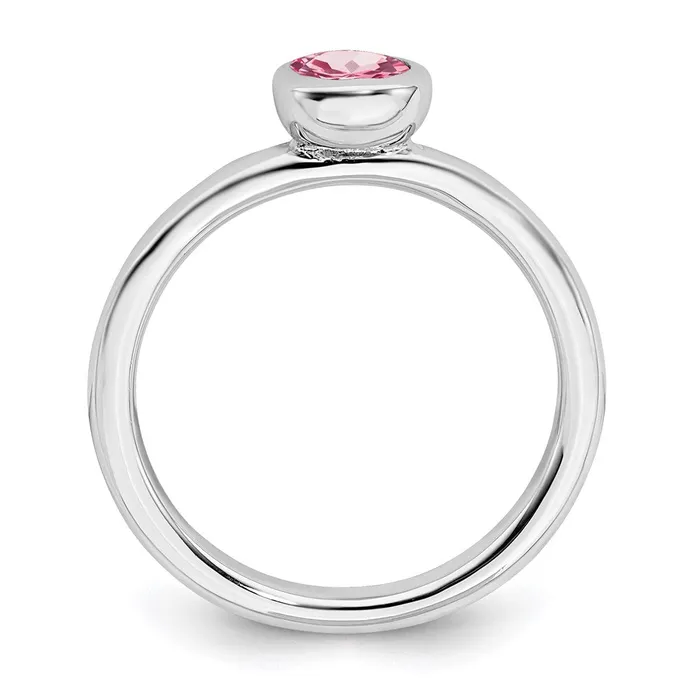 Stackable Expressions SS Stackable Expressions Low 5mm Round Pink Tourmaline Ring QSK517 Rings