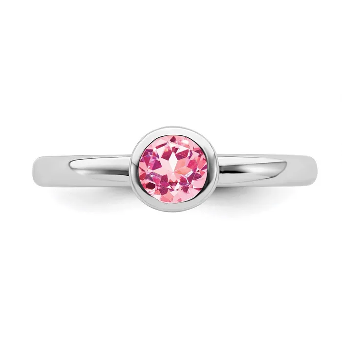 Stackable Expressions SS Stackable Expressions Low 5mm Round Pink Tourmaline Ring QSK517 Rings