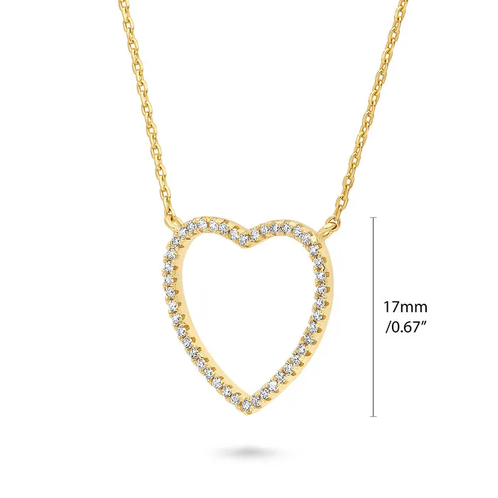BERRICLE Necklaces Open Heart CZ Necklace in Sterling Silver