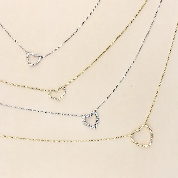 BERRICLE Necklaces Open Heart CZ Necklace in Sterling Silver