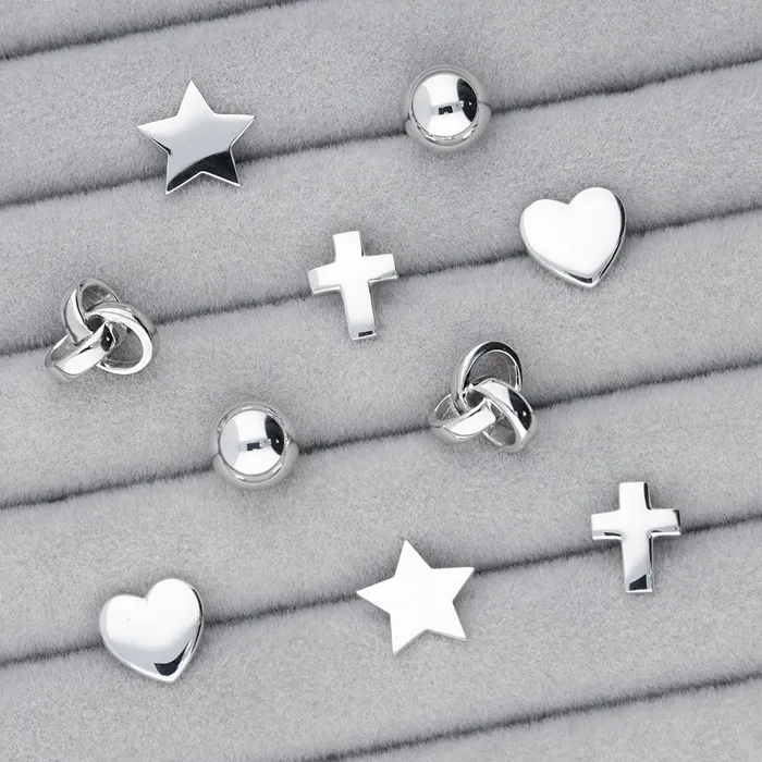 Cross Square Stud Earrings in Sterling Silver 2 Pairs BERRICLE Earrings