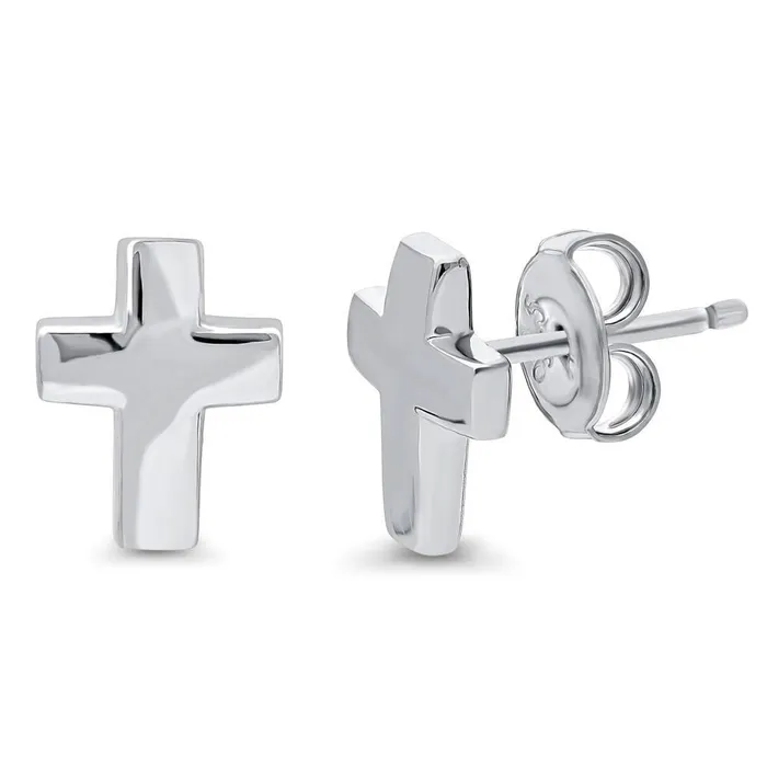 Cross Square Stud Earrings in Sterling Silver 2 Pairs BERRICLE Earrings
