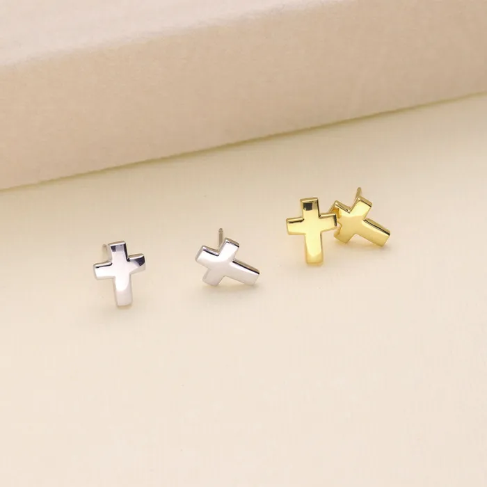 Cross Square Stud Earrings in Sterling Silver 2 Pairs BERRICLE Earrings