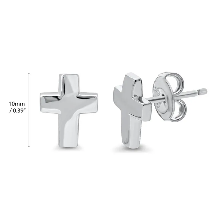 Cross Square Stud Earrings in Sterling Silver 2 Pairs BERRICLE Earrings