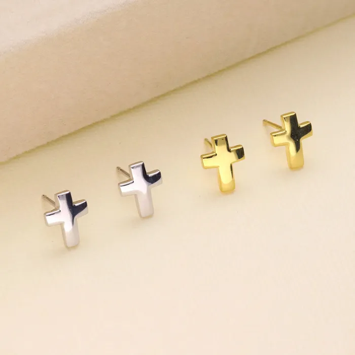 Cross Square Stud Earrings in Sterling Silver 2 Pairs BERRICLE Earrings