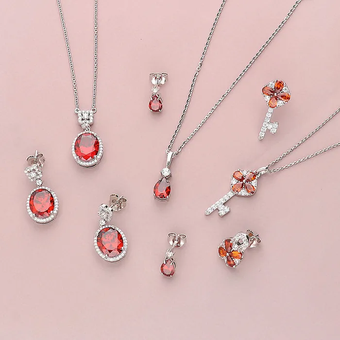 Key CZ Pendant Necklace in Sterling Silver BERRICLE Necklaces