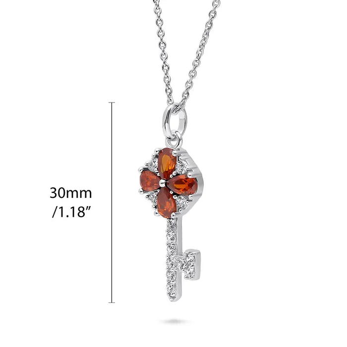 Key CZ Pendant Necklace in Sterling Silver BERRICLE Necklaces