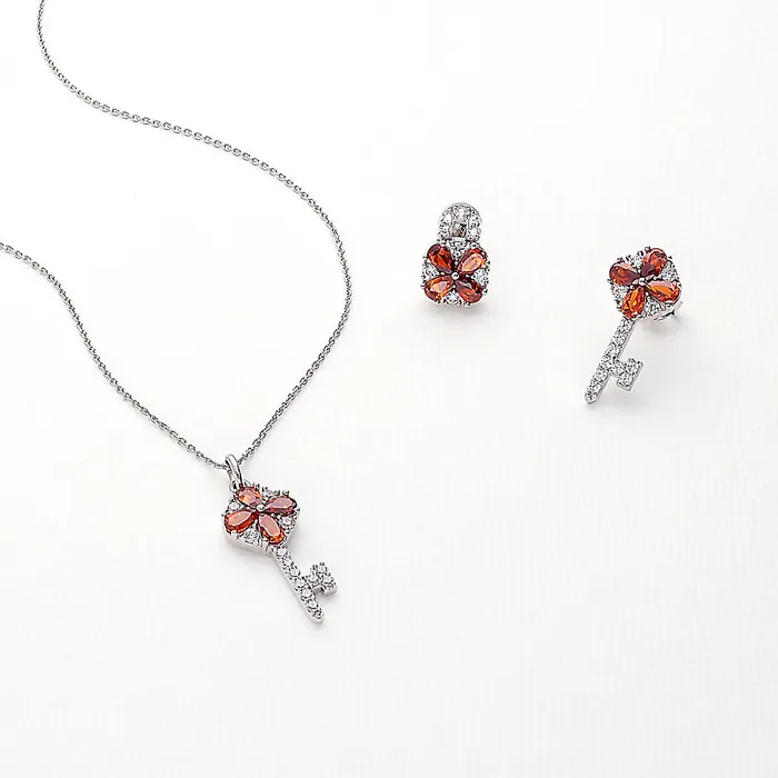 Key CZ Pendant Necklace in Sterling Silver BERRICLE Necklaces