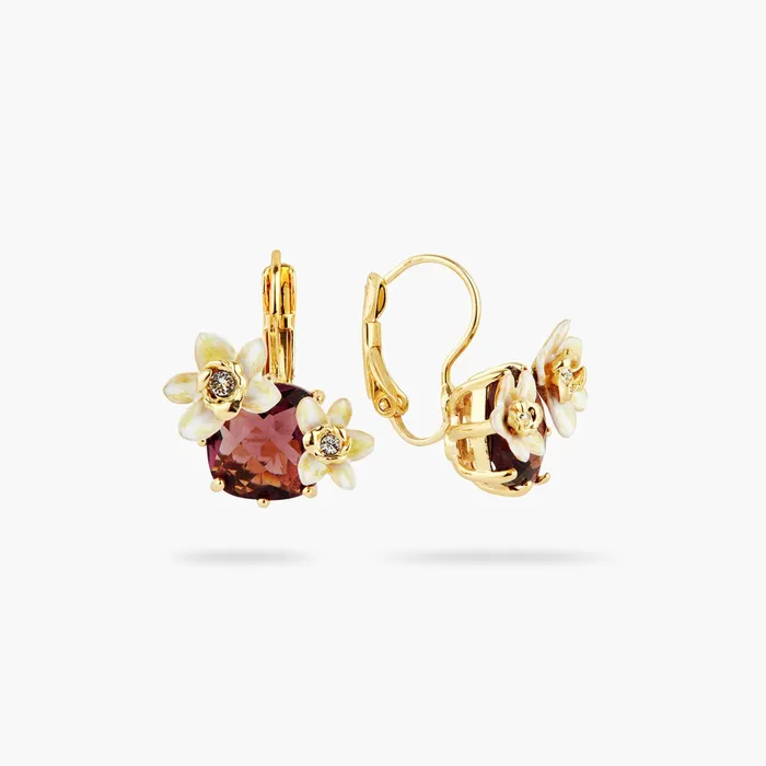 LES NEREIDES Faceted Glass And Vanilla Flower Sleeper Earrings Les Nereides Earrings