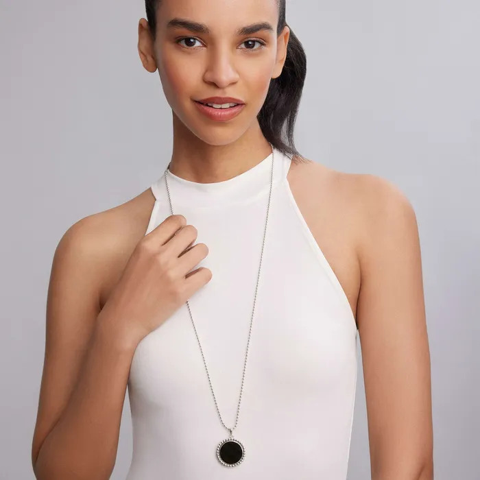 Necklaces Lagos Maya Large Onyx Circle Pendant Necklace
