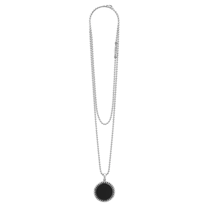Necklaces Lagos Maya Large Onyx Circle Pendant Necklace