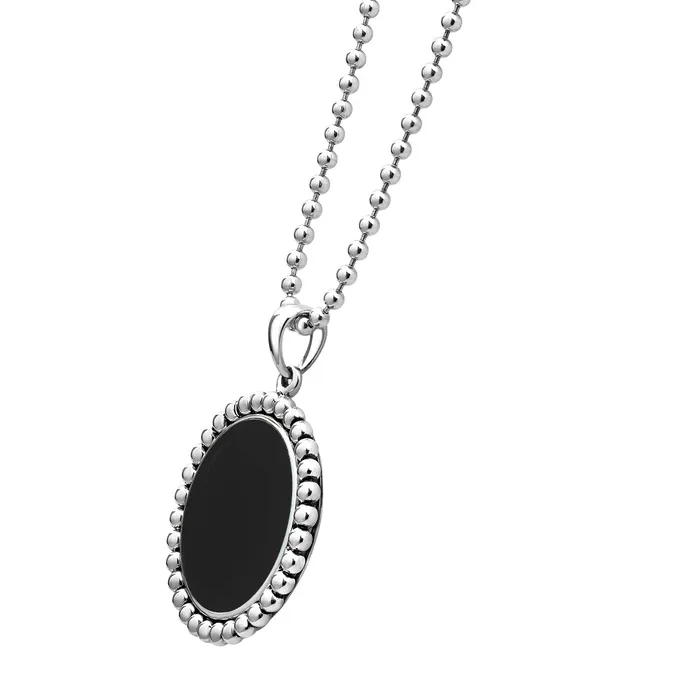 Necklaces Lagos Maya Large Onyx Circle Pendant Necklace