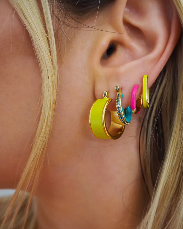 Chain Link Huggies Neon Yellow Silver Luv Aj Necklaces