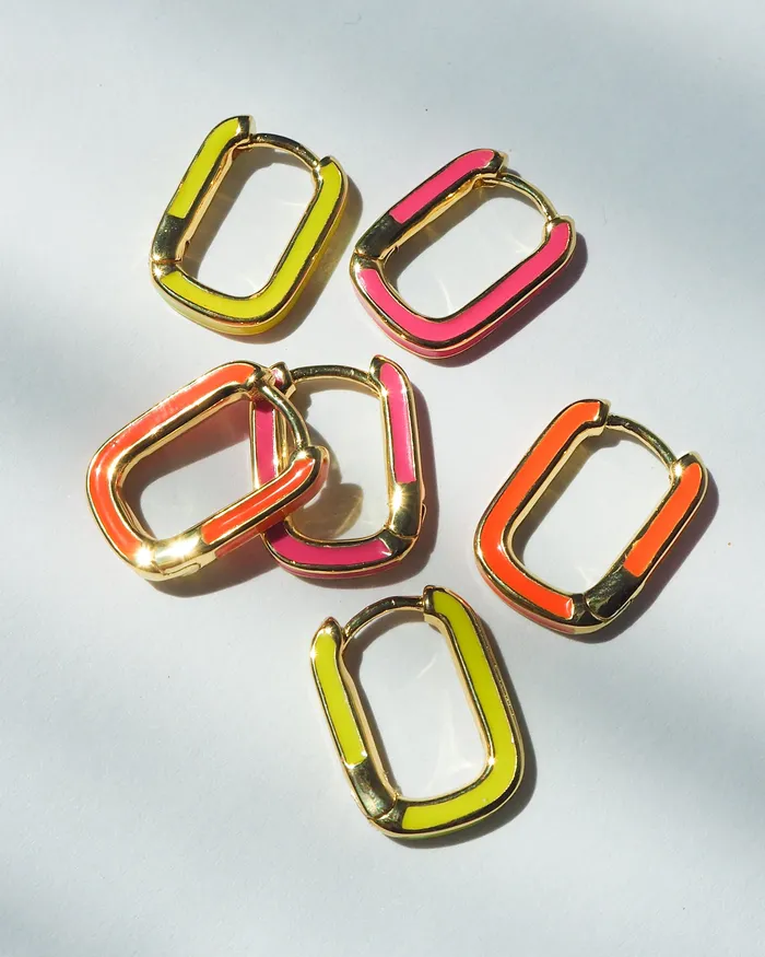 Chain Link Huggies Neon Yellow Silver Luv Aj Necklaces