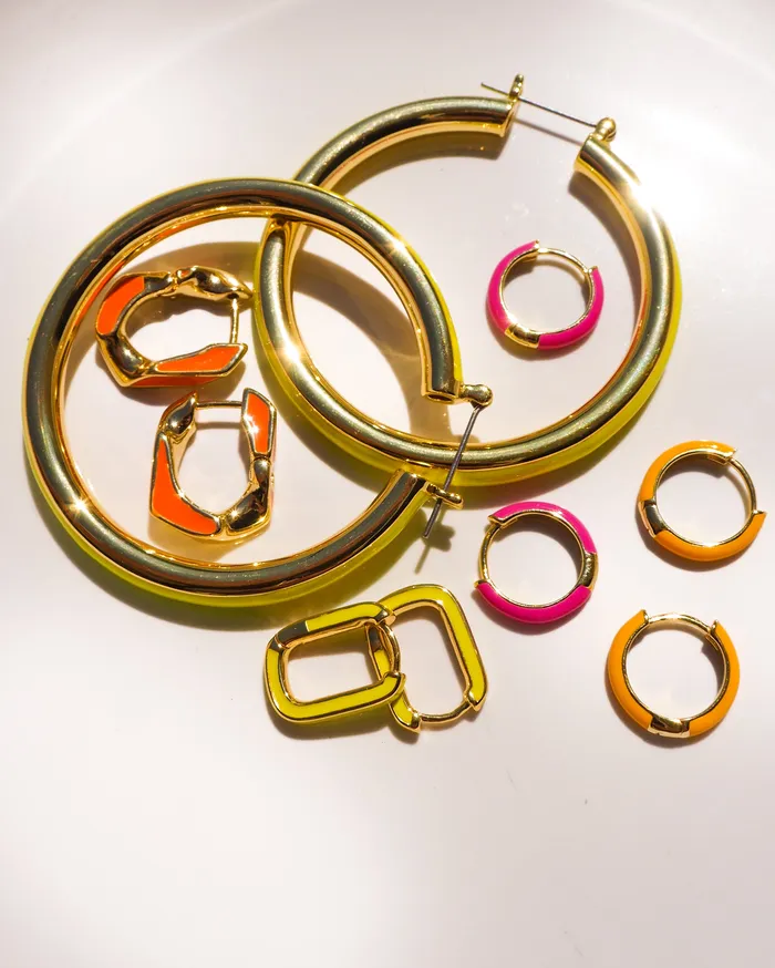 Chain Link Huggies Neon Yellow Silver Luv Aj Necklaces