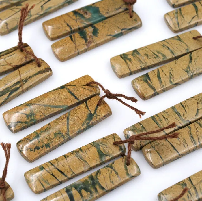 Drilled Gemstone Pair Natural Green Canyon Jasper Earring Bead Rectangle Cabochon Cab Pair Drilled Matched Earrings Bead Pair Intrinsic Trading Earrings Drilled Gemstone Pair Natural Green Canyon Jasper Earring Bead Rectangle Cabochon Cab Pair Drilled Matched Earrings Bead Pair Intrinsic Trading Earrings