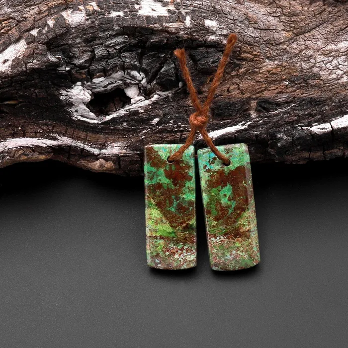 Drilled Parrot Wing Chrysocolla Short Rectangle Earring Pair Matched Gemstone Stone Beads Intrinsic Trading Earrings Drilled Parrot Wing Chrysocolla Short Rectangle Earring Pair Matched Gemstone Stone Beads Intrinsic Trading Earrings