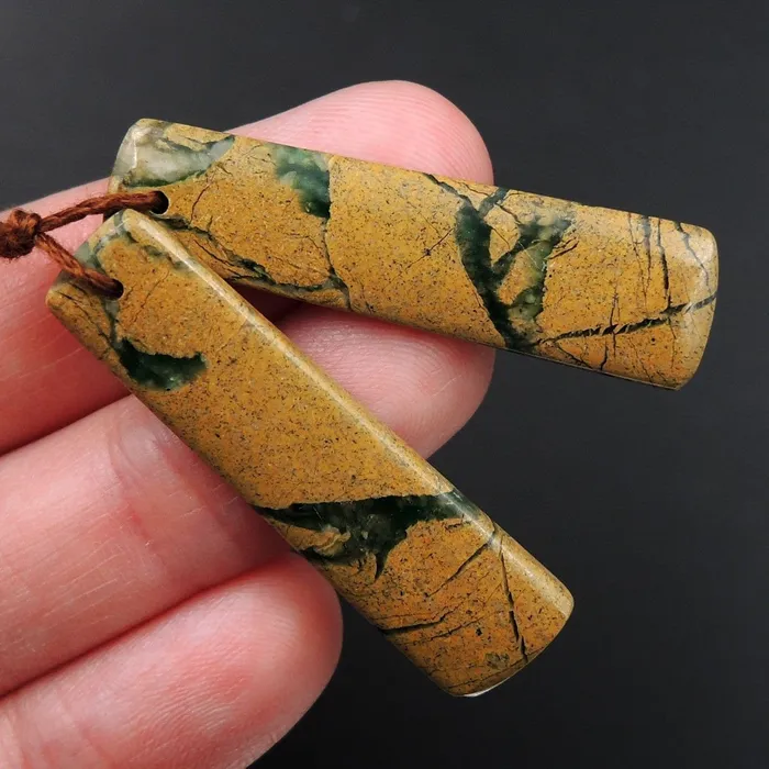 Earrings Intrinsic Trading Drilled Natural Green Canyon Jasper Earring Pair Rectangle Cabochon Cab Pair Drilled Matched Earrings Bead Pair E3151 Earrings Intrinsic Trading Drilled Natural Green Canyon Jasper Earring Pair Rectangle Cabochon Cab Pair Drilled Matched Earrings Bead Pair E3151
