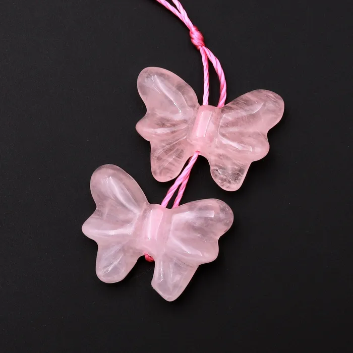 Earrings Intrinsic Trading Hand Carved Natural Pink Rose Quartz Butterfly Earring Pair Drilled Gemstone Matched Beads Earrings Intrinsic Trading Hand Carved Natural Pink Rose Quartz Butterfly Earring Pair Drilled Gemstone Matched Beads