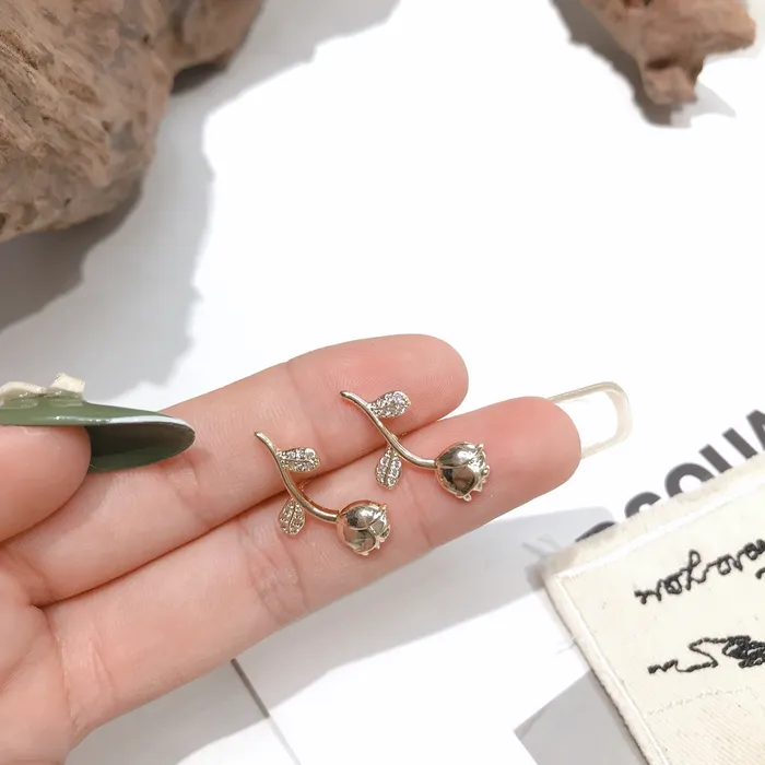 Earrings Refined by AnnaKaci Gold Rose Earring Stud