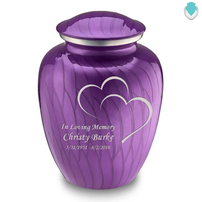 GetUrns Earrings Adult Embrace Pearl Purple Hearts Cremation Urn
