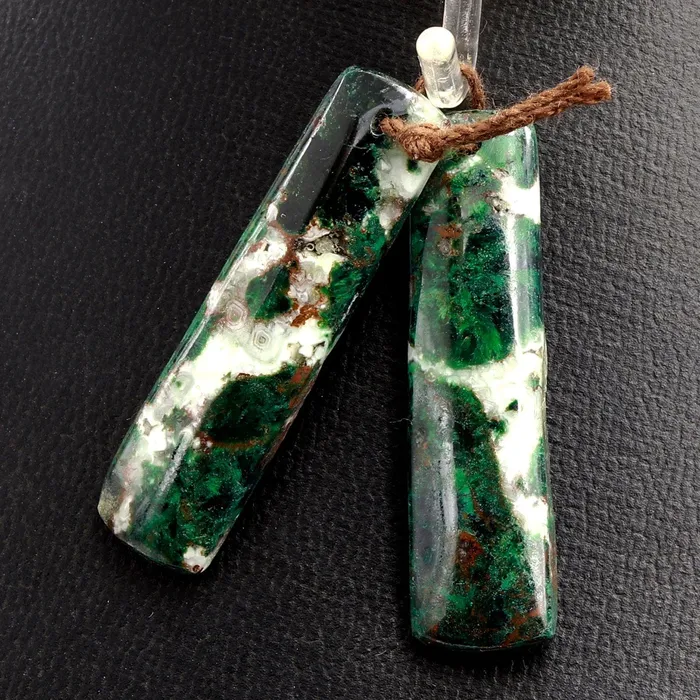 Intrinsic Trading Earrings Natural Malachite Iron Earring Pair Gemstone Drilled Earring Cabochon Cab Pair Rectangle Matched Earring Bead Pair From Australia
