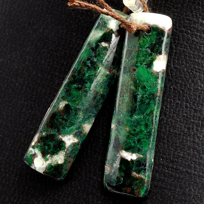 Intrinsic Trading Earrings Natural Malachite Iron Earring Pair Gemstone Drilled Earring Cabochon Cab Pair Rectangle Matched Earring Bead Pair From Australia