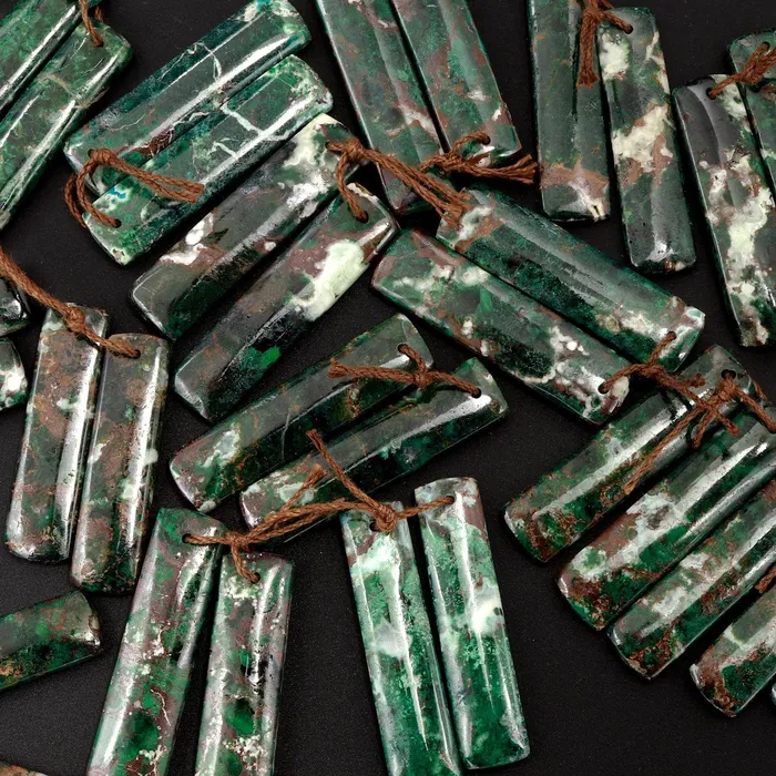 Intrinsic Trading Earrings Natural Malachite Iron Earring Pair Gemstone Drilled Earring Cabochon Cab Pair Rectangle Matched Earring Bead Pair From Australia