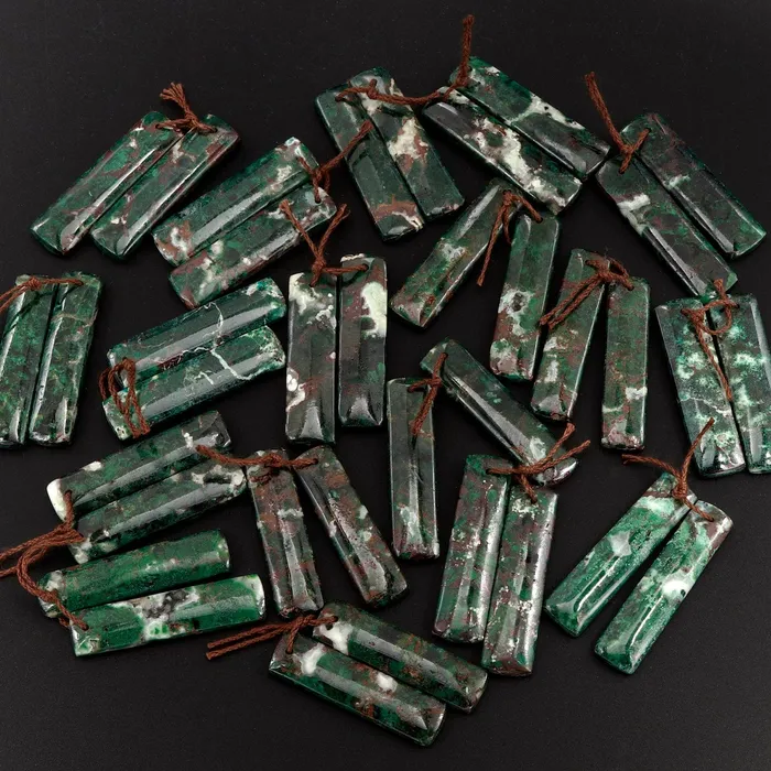 Intrinsic Trading Earrings Natural Malachite Iron Earring Pair Gemstone Drilled Earring Cabochon Cab Pair Rectangle Matched Earring Bead Pair From Australia