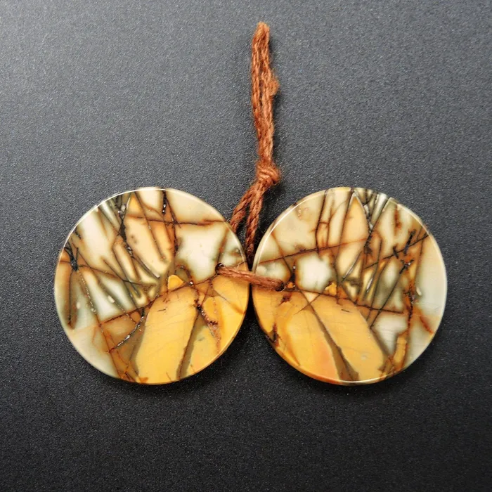 Intrinsic Trading Earrings Natural Red Creek Jasper Earring Pair Cabochon Cab Pair Drilled Circle Round Matched Earrings Bead Pair E1679