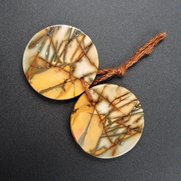 Intrinsic Trading Earrings Natural Red Creek Jasper Earring Pair Cabochon Cab Pair Drilled Circle Round Matched Earrings Bead Pair E1679
