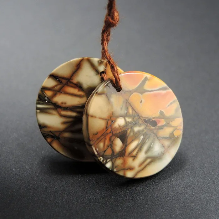 Intrinsic Trading Earrings Natural Red Creek Jasper Earring Pair Cabochon Cab Pair Drilled Circle Round Matched Earrings Bead Pair E1679