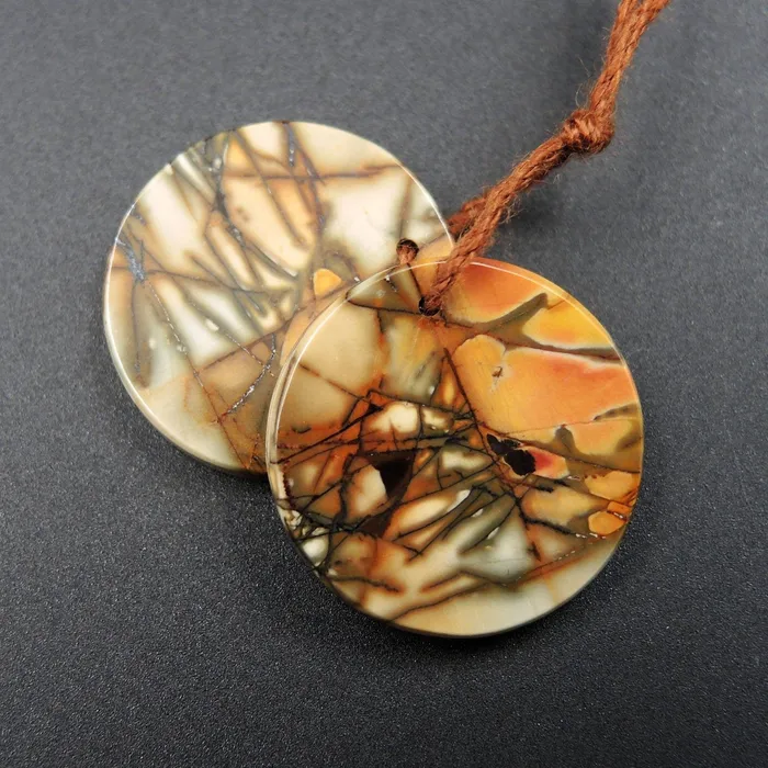 Intrinsic Trading Earrings Natural Red Creek Jasper Earring Pair Cabochon Cab Pair Drilled Circle Round Matched Earrings Bead Pair E1679