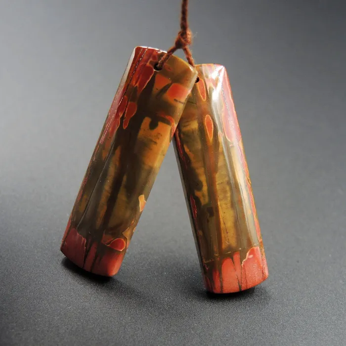 Intrinsic Trading Earrings Natural Red Creek Jasper Earring Pair Rectangle Cabochon Cab Pair Drilled Matched Earrings Bead Pair E1337 Intrinsic Trading Earrings Natural Red Creek Jasper Earring Pair Rectangle Cabochon Cab Pair Drilled Matched Earrings Bead Pair E1337